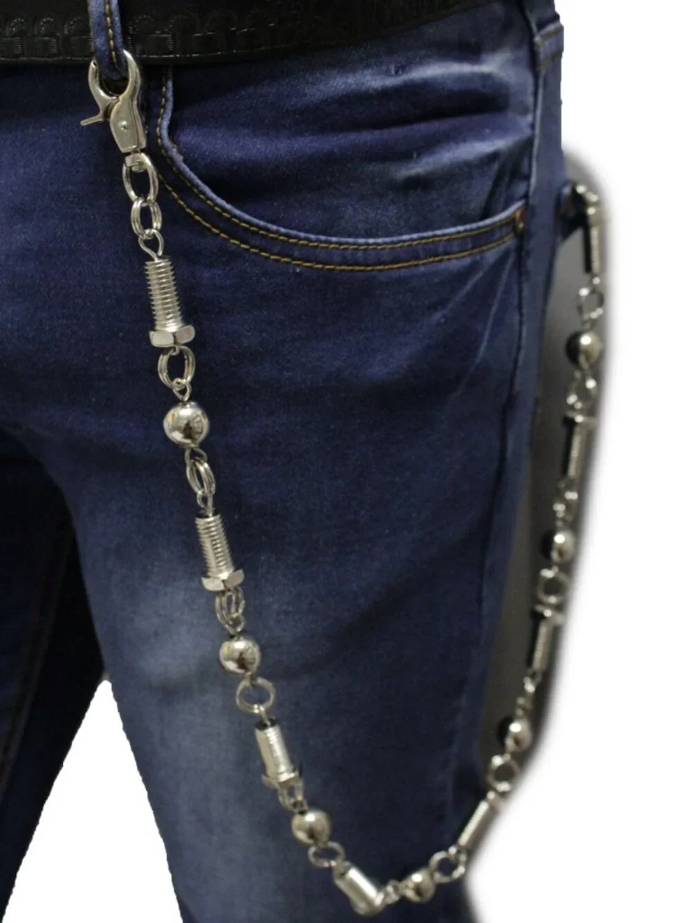 NEW Men Silver Jean Chain Screw Ball Metal Wallet Key Holder Motorcycle Biker 28